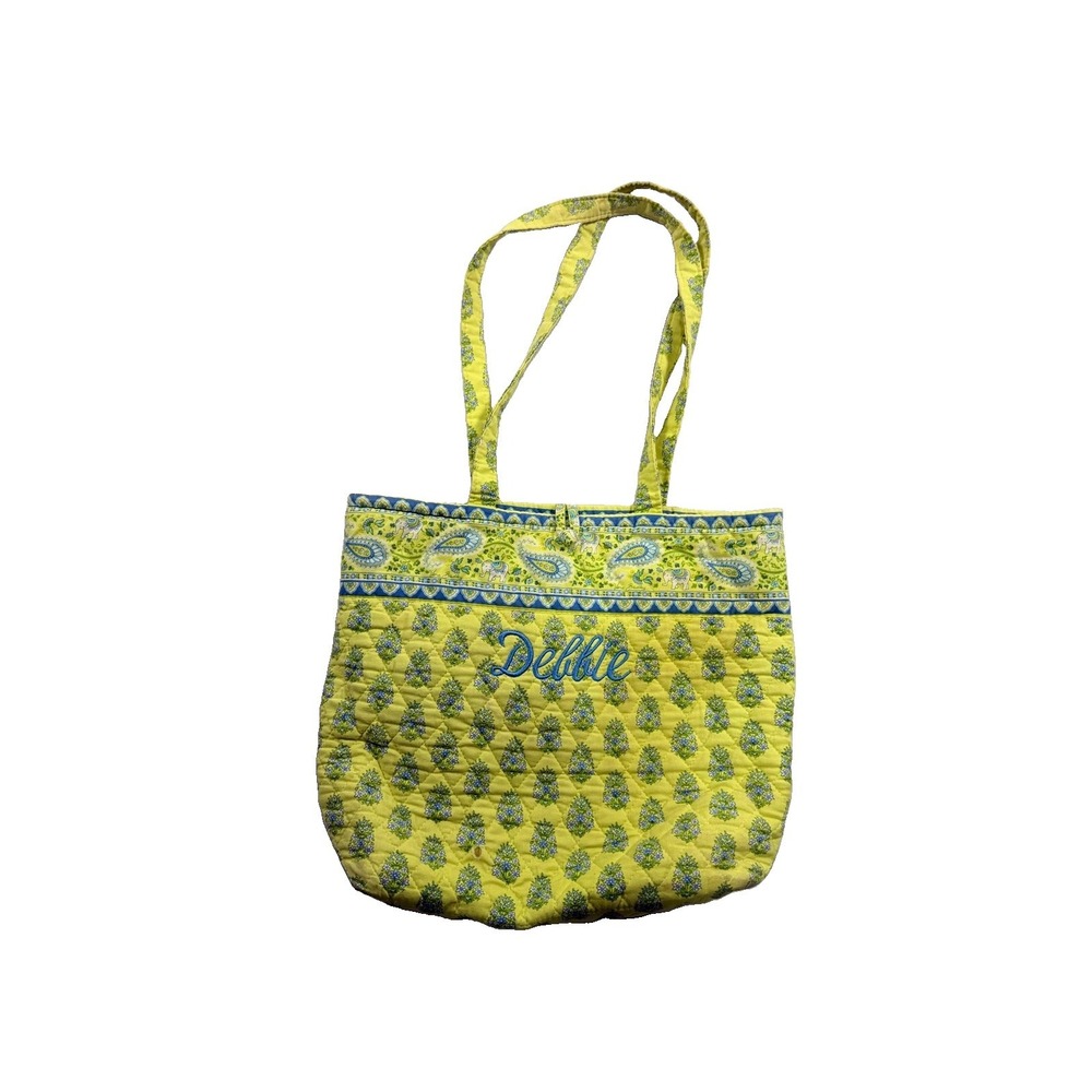Vera Bradley Citrus Green & Blue Elephant & Paisley Tote Debbie Deb Embroidered